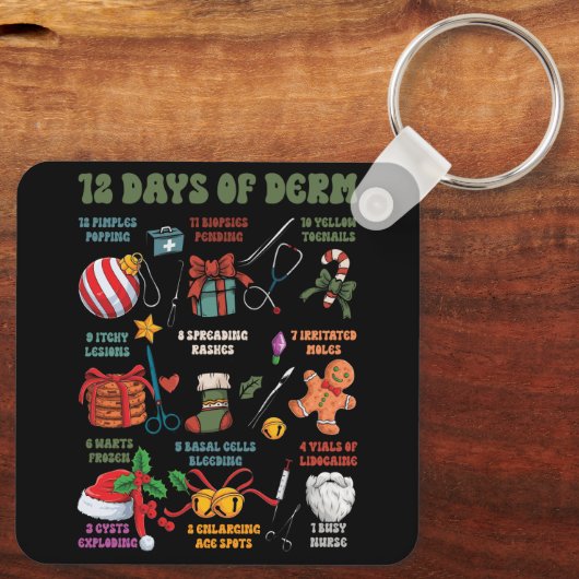 Dermatologie Verpleegster Vrolijk Kerstfeest 12 da Sleutelhanger (Achterkant)