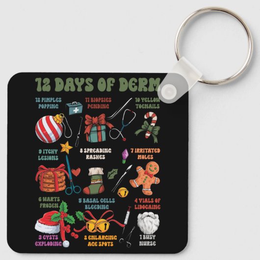 Dermatologie Verpleegster Vrolijk Kerstfeest 12 da Sleutelhanger (Achterkant)