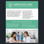 Dermatologist Dermatology Clinic Logo QR Green Flyer<br><div class="desc">Promote your dermatology clinic with a professional, customizable flyer designed to help attract new patients and clearly showcase your services. Ideal for dermatologists, skin care clinics, and medical practices, this flyer allows you to add your logo, clinic information, services, and a QR code that links directly to your website or...</div>