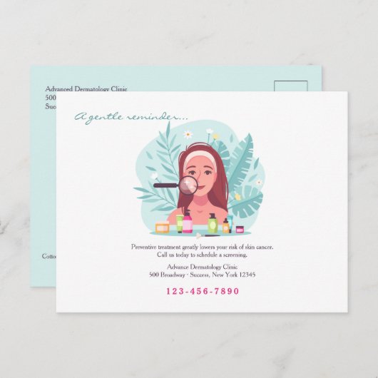 Dermatologist Reminder Briefkaart (Voorkant / Achterkant)