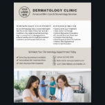 Dermatologist Skin Doctor Logo QR Neutral Beige Flyer<br><div class="desc">Promote your dermatology clinic with a professional, customizable flyer designed to help attract new patients and clearly showcase your services. Ideal for dermatologists, skin care clinics, and medical practices, this flyer allows you to add your logo, clinic information, services, and a QR code that links directly to your website or...</div>