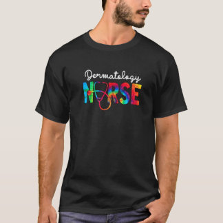 Dermatology Nurse Squad Watercol Love Stethoscope T-shirt