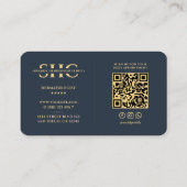 Dermatoloog Cosmetoloog Blauw Monogram Modern Visitekaartje (Achterkant)