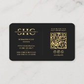 Dermatoloog Elegant Zwart Goud Monogram Modern Visitekaartje (Achterkant)