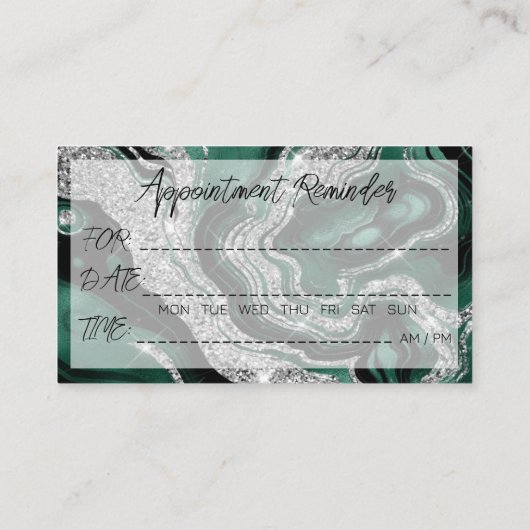 Dermatoloog Herinnering voor afspraak zilvergroen Visitekaartje (Achterkant)