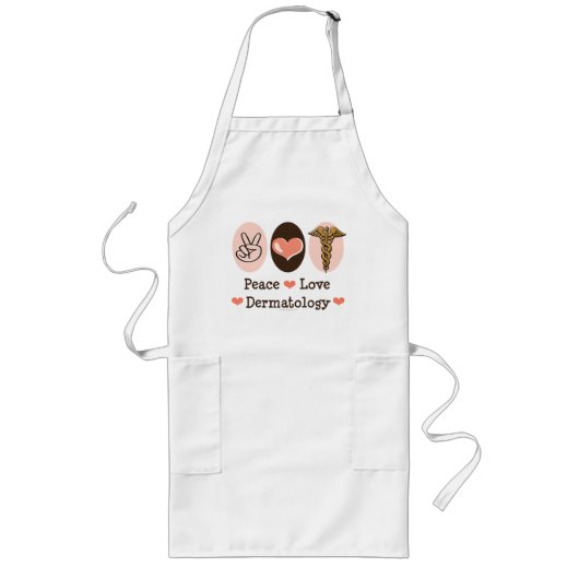 Dermatoloog Peace Love Dermatology Apron Lang Schort (Voorkant)