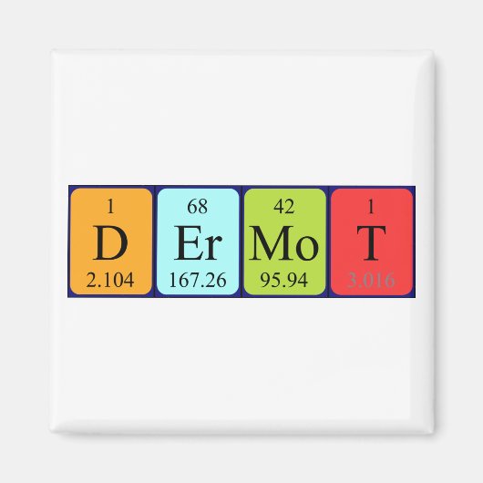 Dermot periodieke table name magnet (Voorkant)