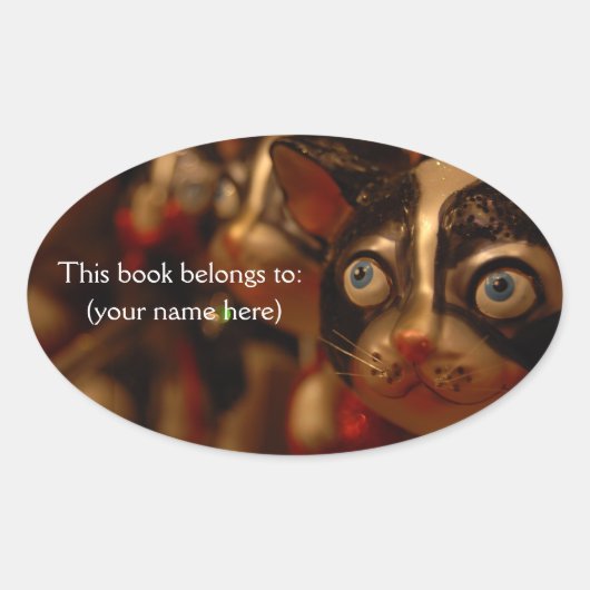 Derp kat boekenplaat, rond ovale sticker (Voorkant)
