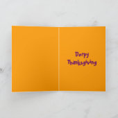 Derp Turkey Cartoon Thanksgiving Card Feestdagen Kaart (Binnen)