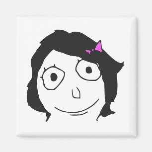 Derpina Black Hair Brunette Rage Face Meme Magneet
