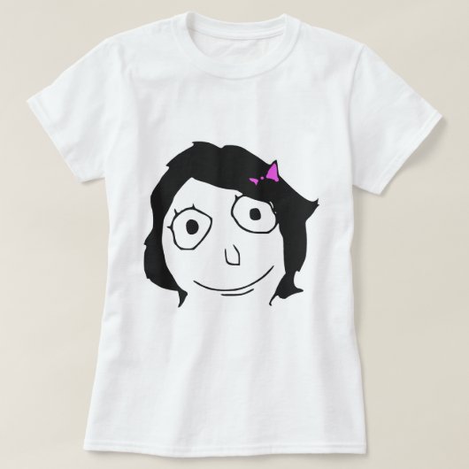 Derpina Black Hair Brunette Rage Face Meme T-shirt (Design voorkant)