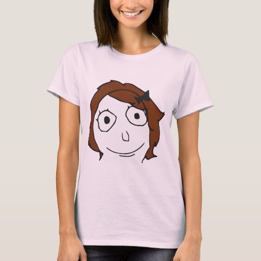 Derpina Brown Hair Rage Face Meme T-shirt (Voorkant)