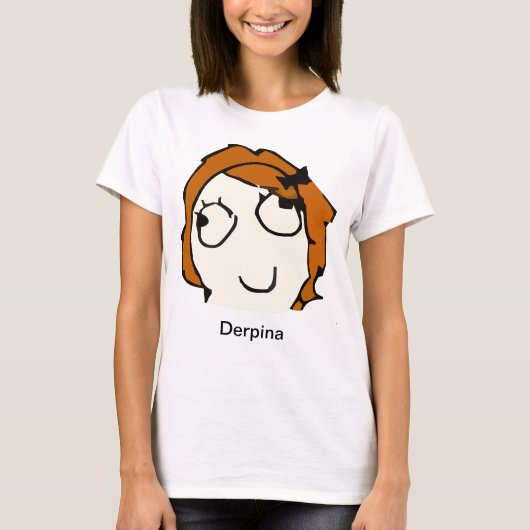 Derpina (Rode Shirt) Meme T-shirt (Voorkant)