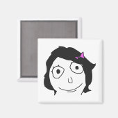 Derpina Zwart Haar Brunette Rage Gezicht Meme Magneet (Voorkant / Achterkant)