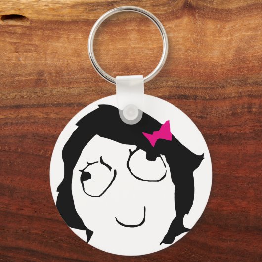 Derpina - zwart haar, roze lint sleutelhanger (Voorkant)