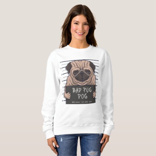 Derpy Bad Pug Sweatshirt (Voorkant volledig)