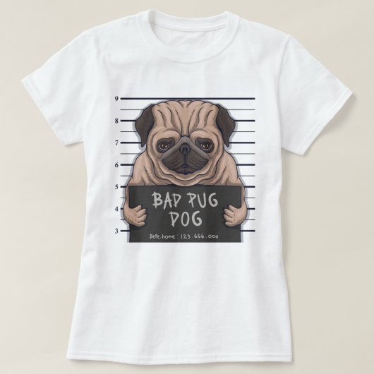 Derpy Bad Pug T-Shirt (Design voorkant)