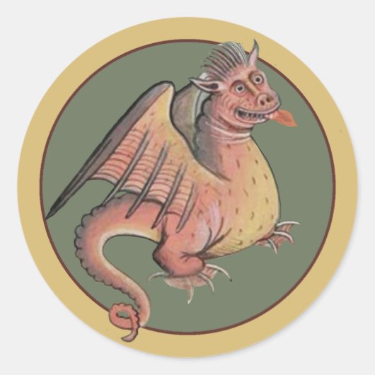 Derpy Dragon Ronde Sticker (Voorkant)