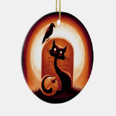 Derpy Halloween Cat van een Tombstone Keramisch Ornament (Rechts)