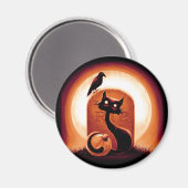 Derpy Halloween Cat van een Tombstone Magneet (Voorkant / Achterkant)