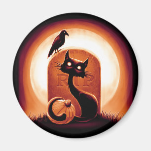 Derpy Halloween Cat van een Tombstone Magneet