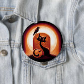 Derpy Halloween Cat van een Tombstone Ronde Button 4,0 Cm (In situ)