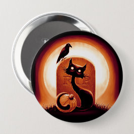 Derpy Halloween Cat van een Tombstone Ronde Button 4,0 Cm