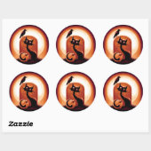 Derpy Halloween Cat van een Tombstone Ronde Sticker (Vel)