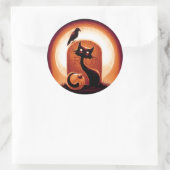 Derpy Halloween Cat van een Tombstone Ronde Sticker (Tas)