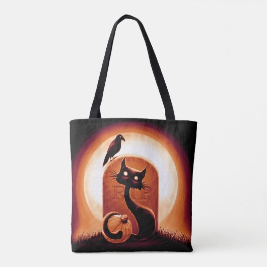 Derpy Halloween Cat van een Tombstone Tote Bag (Achterkant)