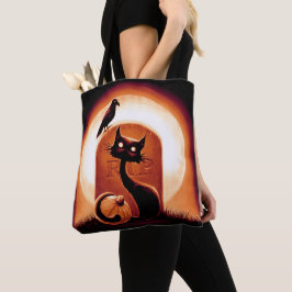 Derpy Halloween Cat van een Tombstone Tote Bag