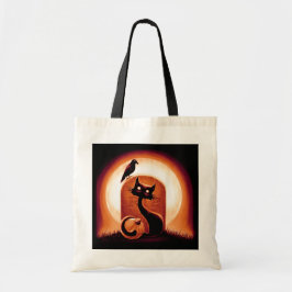 Derpy Halloween Cat van een Tombstone Tote Bag