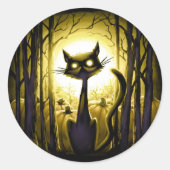 Derpy Little Halloween Cat in a Pumpkin Patch Ronde Sticker (Voorkant)