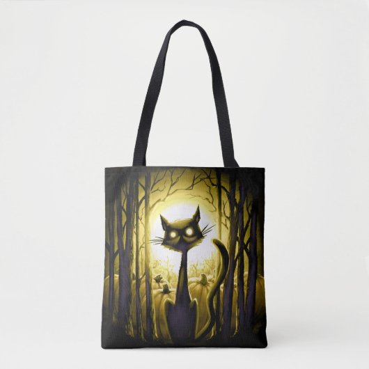 Derpy Little Halloween Cat in a Pumpkin Patch Tote Bag (Voorkant)