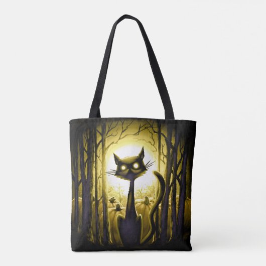Derpy Little Halloween Cat in a Pumpkin Patch Tote Bag (Achterkant)