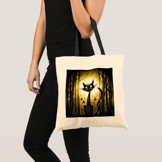 Derpy Little Halloween Cat in a Pumpkin Patch Tote Bag (Voorkant (product))