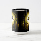 Derpy Little Halloween Cat in a Pumpkin Patch Tweekleurige Koffiemok (Center)