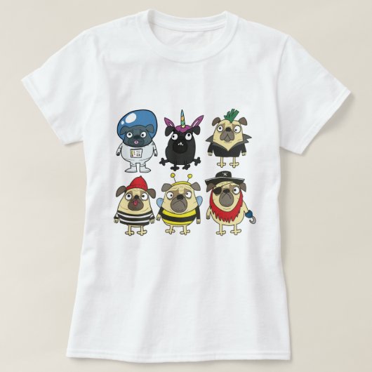 Derpy pugs in kostuums t-shirt (Design voorkant)