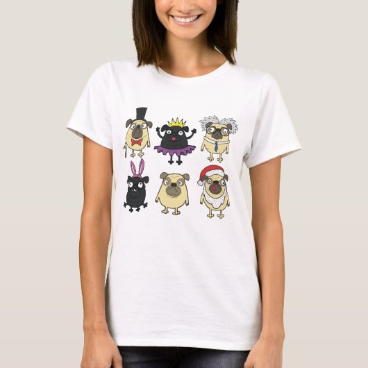 Derpy pugs in kostuums t-shirt (Voorkant)