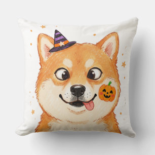 Derpy Shiba Inu Halloween Pompoen Kussen