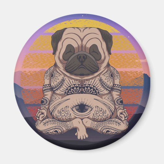Derpy Yoga Pug Magneet (Voorkant)