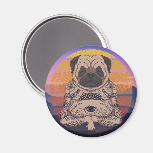 Derpy Yoga Pug Magnet (Voorkant / Achterkant)