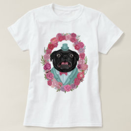 Derpy zwarte pug in hoge hoed t-shirt