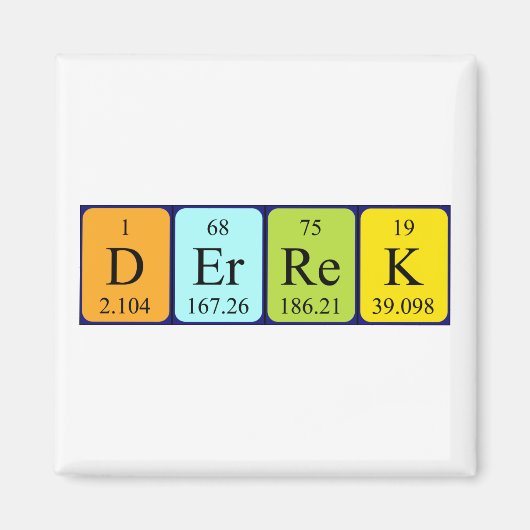 Derrek periodieke table name magnet (Voorkant)