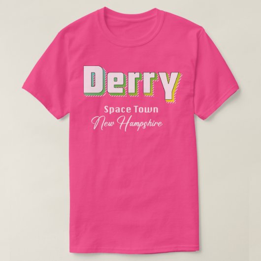Derry New Hampshire Gele tekst T-shirt (Design voorkant)