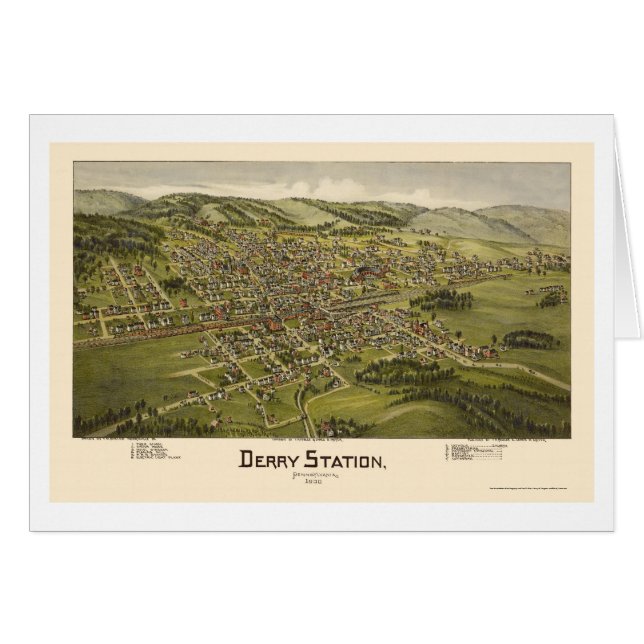 Derry Station, PA Panoramic Map - 1900 (Voorkant Horizontaal)