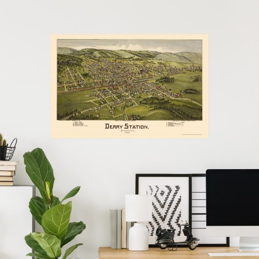 Derry Station, PA Panoramic Map - 1900 Poster (Thuiskantoor)