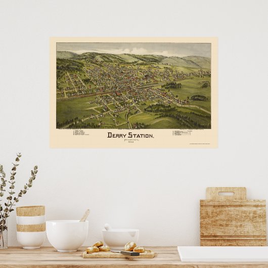 Derry Station, PA Panoramic Map - 1900 Poster (Keuken)