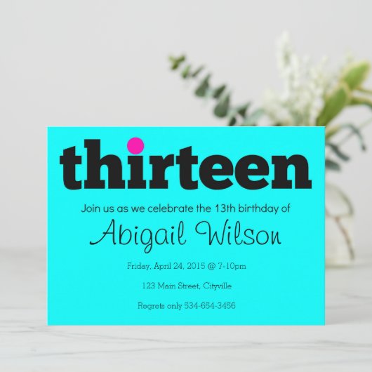 Dertien- 13e verjaardag van de uitnodiging (Staand voorkant)