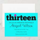 Dertien- 13e verjaardag van de uitnodiging (Voorkant / Achterkant)